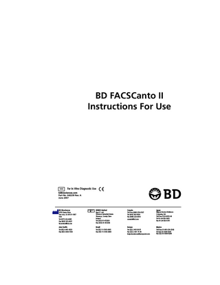 FACSCanto II Instructions for Use Rev A June 2007