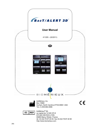 BacT ALERT 3 D User Manual Feb 2011