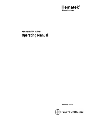 Hematek® Slide Stainer  Operating Manual  99D44889, 2003-04  