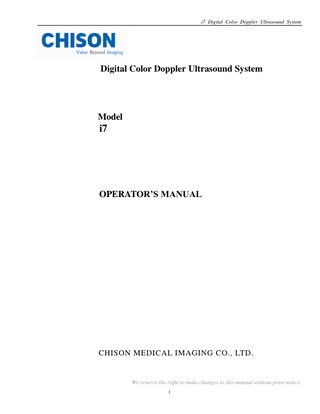 CHISON i 7 Operators Manual