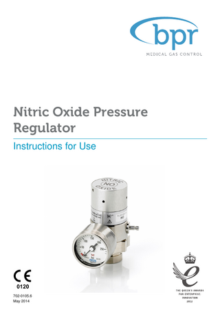 Nitric Oxide Pressure Regulator Instructions for Use  702-0105.6 May 2014  