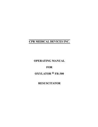 OXYLATOR FR-300 Operating Manual Vol II April 1999