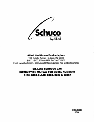 Models S130 and S203 series Instruction Manual Rev A