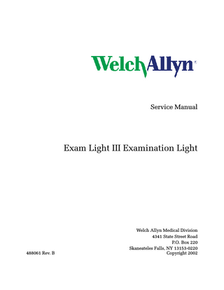 Exam Light III Service Manual Rev B Dec 2009