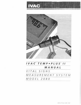 IVAC TEMP PLUS II Model 2080 Manual April 1987