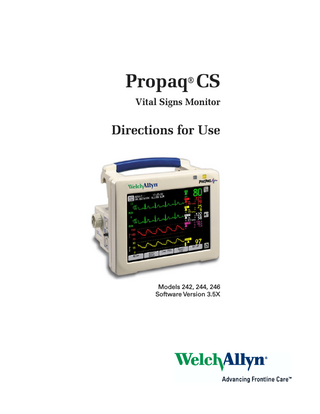 Propaq CS Models 242, 244, 246 Directions for Use Sw 3.5X