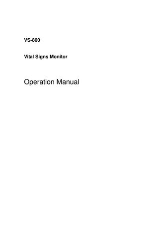 VS-800  Vital Signs Monitor  Operation Manual  