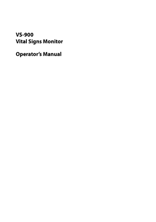 VS-900 Vital Signs Monitor Operator’s Manual  