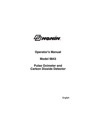 Operator’s Manual Model 9843 Pulse Oximeter and Carbon Dioxide Detector  English  