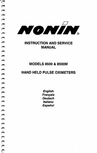 Models 8500- 8500M Instruction and Service Manual 1995