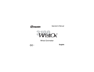 Operator’s Manual  ! WristOx  ®  Wrist Oximeter 0123  English  