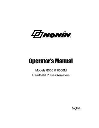 Models 8500- 8500M Operators Manual