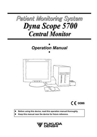 ●  Operation Manual ●  l l  Before using this device, read this operation manual thoroughly. Keep this manual near the device for future reference.  