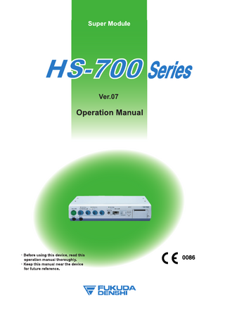 HS-700 Series Operation Manual Ver.07 Oct 2009