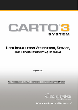 CARTO 3 System User Installation Verification, Service and Troubleshooting Manual August 2010