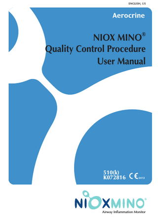NIOX MINO Quality Control Procedure User Manual Ver 04