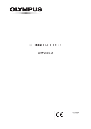 INSTRUCTIONS FOR USE OLYMPUS CLL-V1  WA97020A  