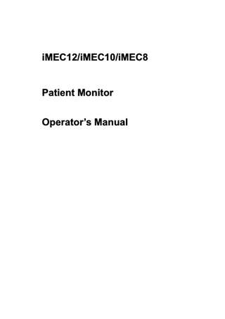 iMEC12/iMEC10/iMEC8  Patient Monitor Operator’s Manual  