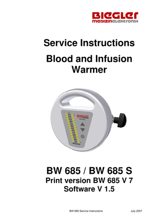 BW 685 and BW 685 S Service Instructions V7 sw V1.5