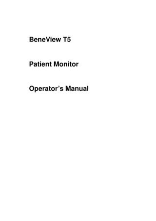 BeneView T5 Operators Manual Aug 2009
