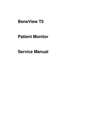 Beneview T5 Service Manual Rev 1.0 Jan 2007