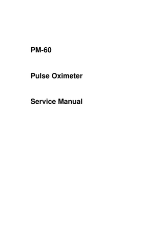 PM-60  Pulse Oximeter  Service Manual  