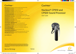 Nucleus CP910 and CP920 Sound Processor User Guide Aug 2013